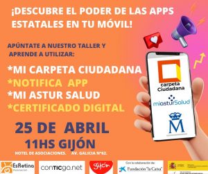Taller : Utilización de Apps 25 de Abril 11Hs Gijón. 