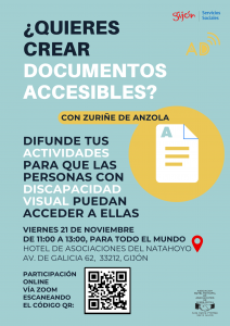 ¿Quieres crear documentos accesibles? Difunde tus actividades para que las personas con discapacidad visual puedan acceder a ellas.